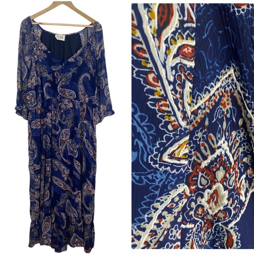 NWT Just Found Paisley Maxi Dress Size 3X Blue Plus Size Maxi Dreas